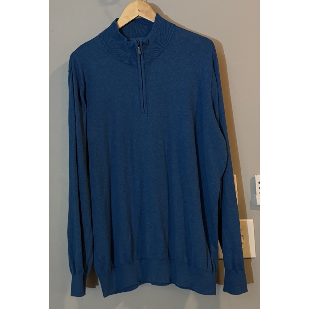 LL Bean Sweater Cotton Cashmere 1/4 Zip Mock Neck Pullover Men's XL